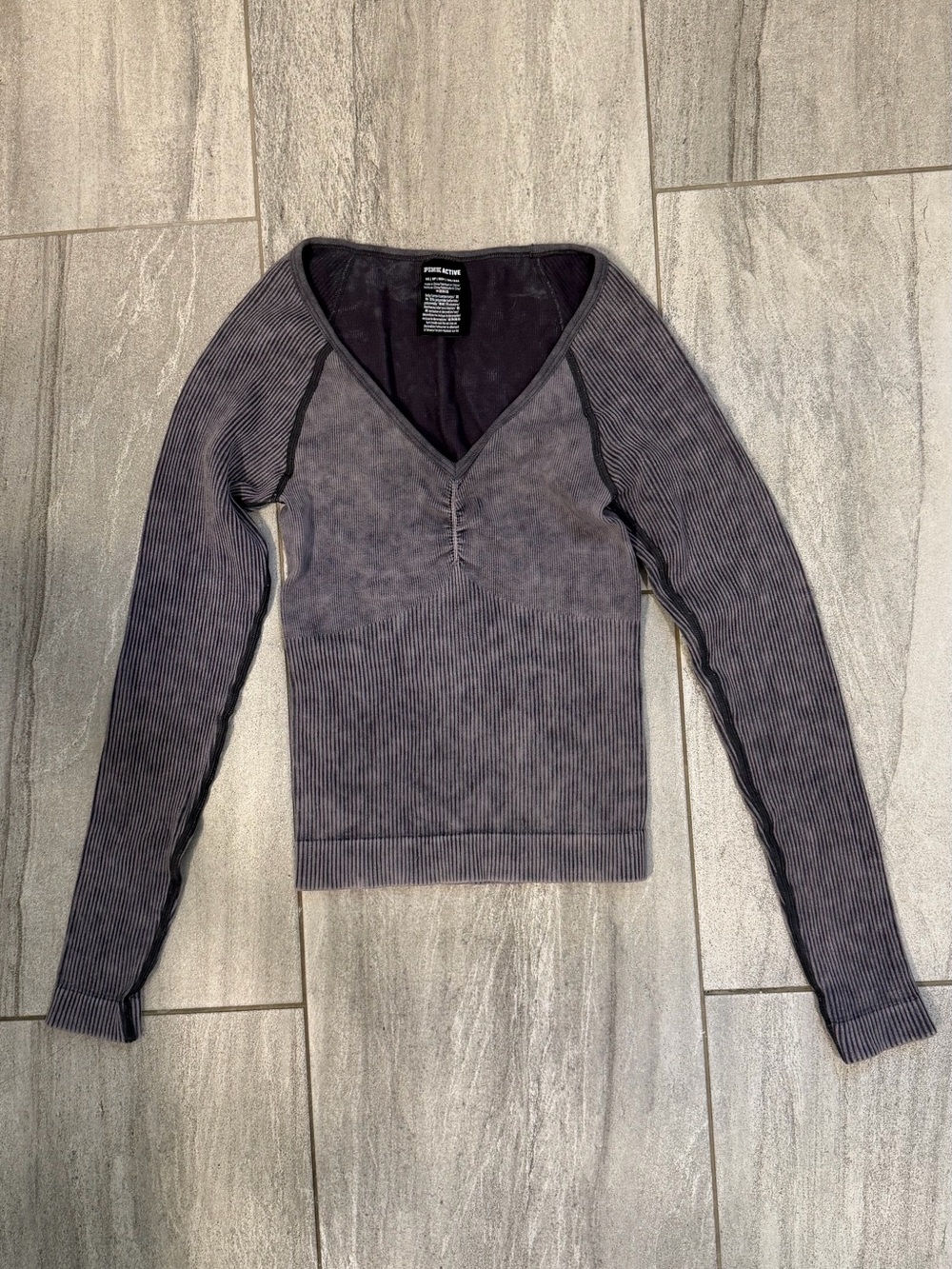 Victoria’s Secret PINK Active Sweat Wicking Long Sleeve V-Neck Ribbed Top